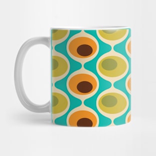 Retro Bubble Chain Pattern in Teal, Orange, Green Mug